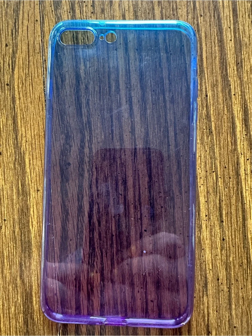 Purple Gradient Clear TPU Phone Case for Dual-Camera Smartphones